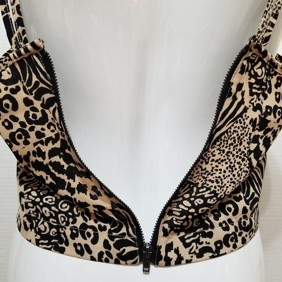 Silence + Noise top Small leopard cheetah animal print exposed zipper back crop - Picture 10 of 12